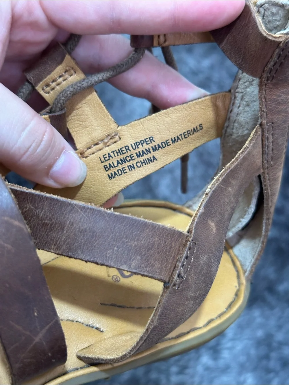 Børn Brown Tan Leather Lace Up Gladiator Sandals Sz 7 Bohemian Music Festival